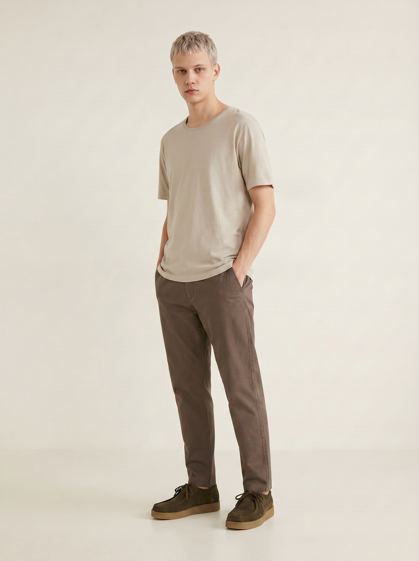 T-shirt Orli regular fit con orli vivi - Beige