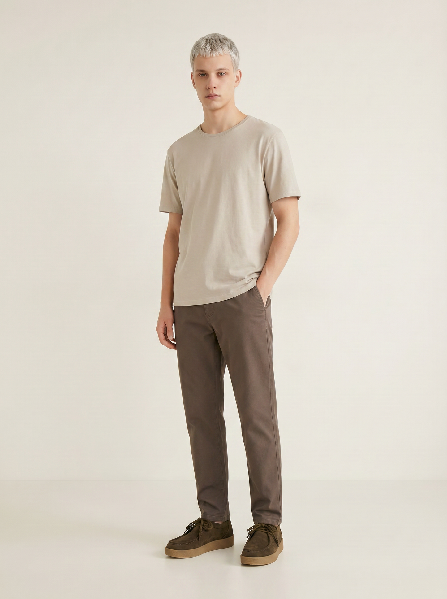 T-shirt Orli regular fit con orli vivi - Beige