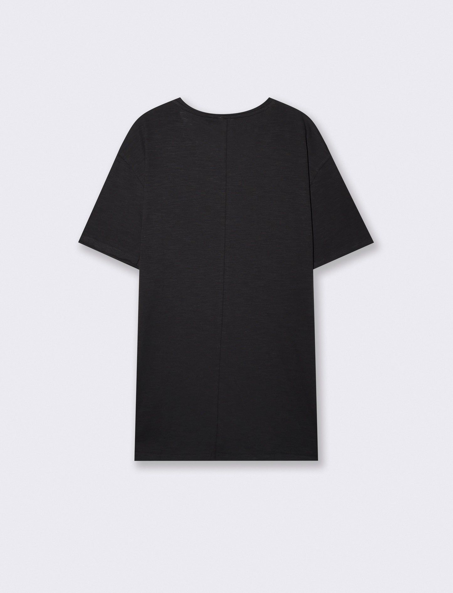 T-shirt cotone slub loose fit con tasca - Nero