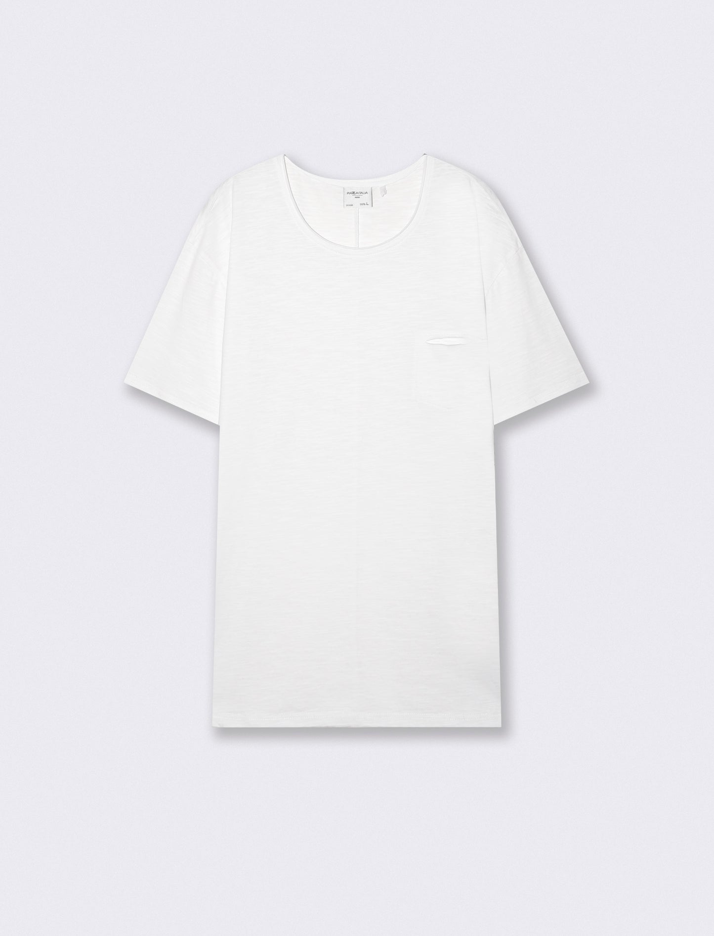 T-shirt cotone slub loose fit con tasca - Bianco