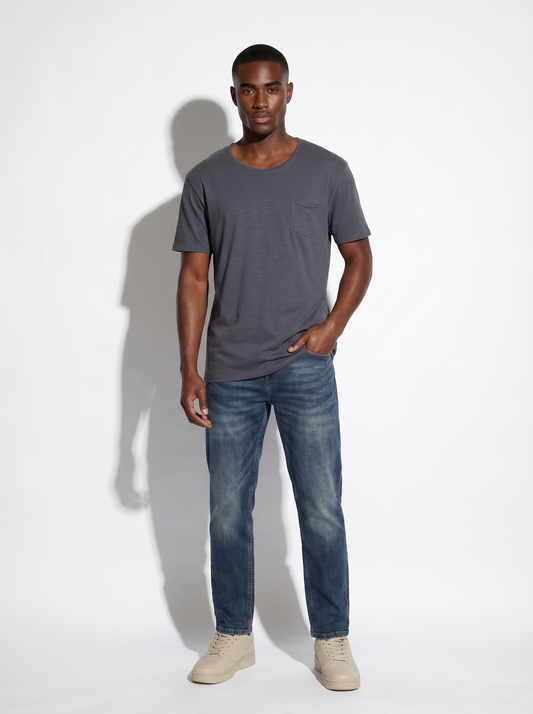 T-shirt cotone slub loose fit con tasca - Avion
