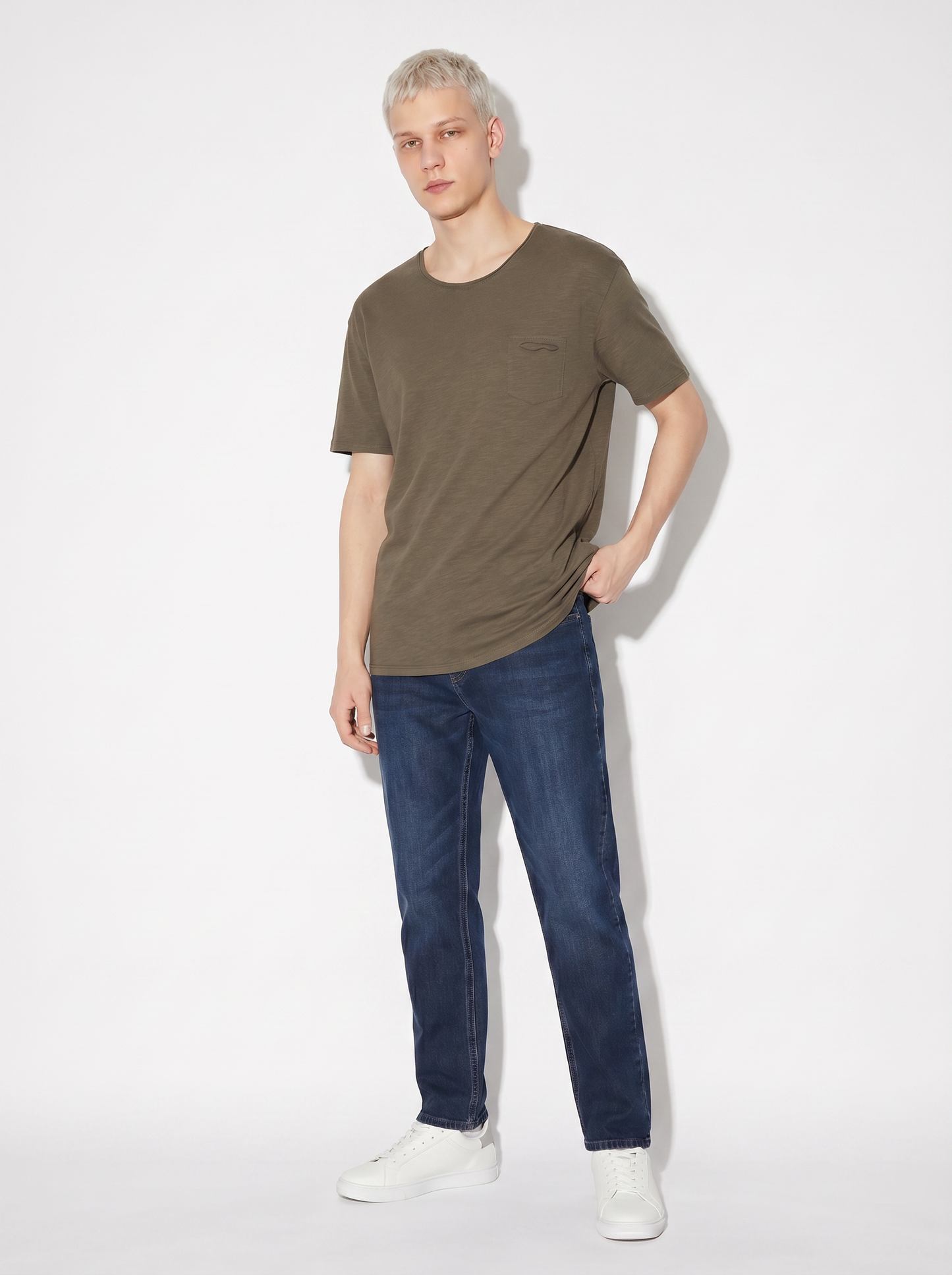 Slub cotton loose fit T-shirt with pocket - Green