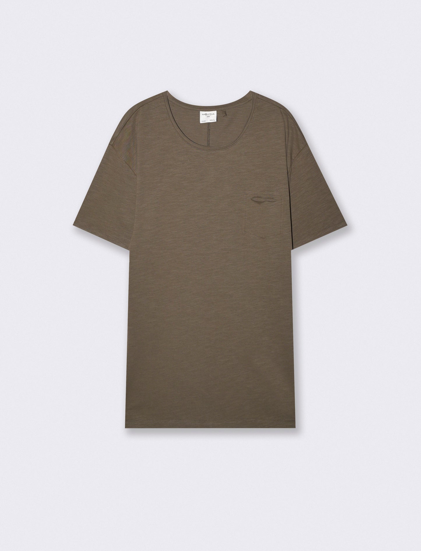 Slub cotton loose fit T-shirt with pocket - Green
