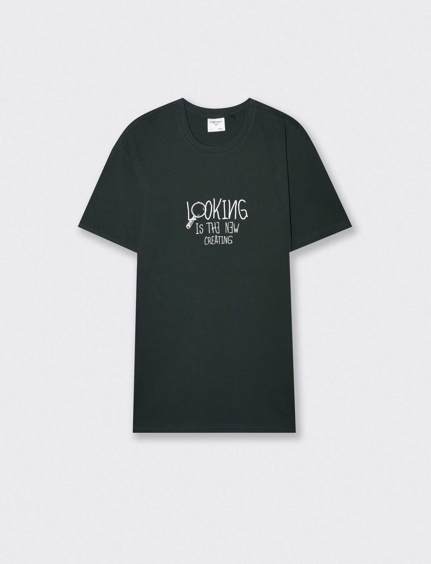 T-shirt girocollo in cotone regular fit - Verde scuro