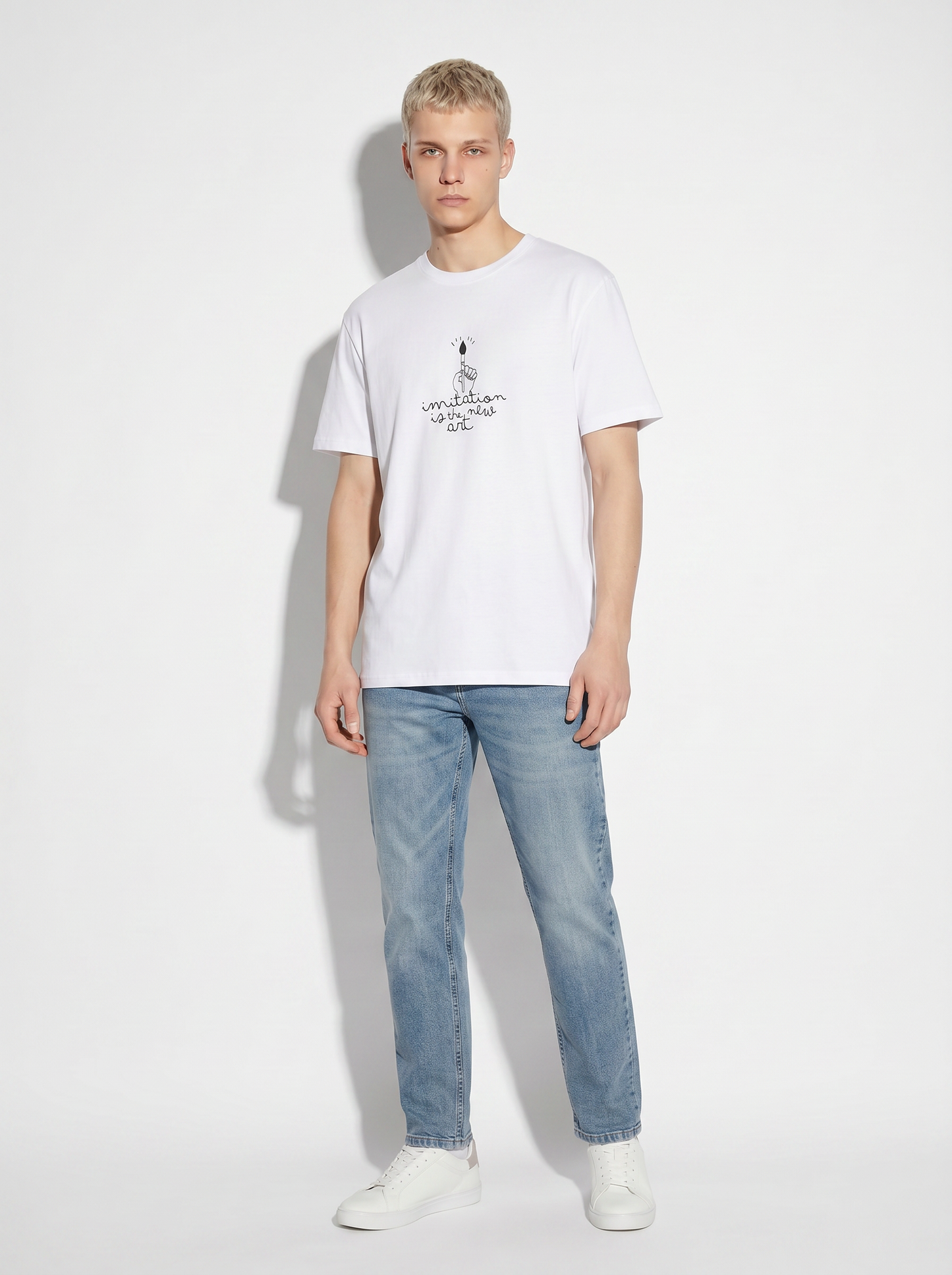 Cotton regular fit crew neck T-shirt - White