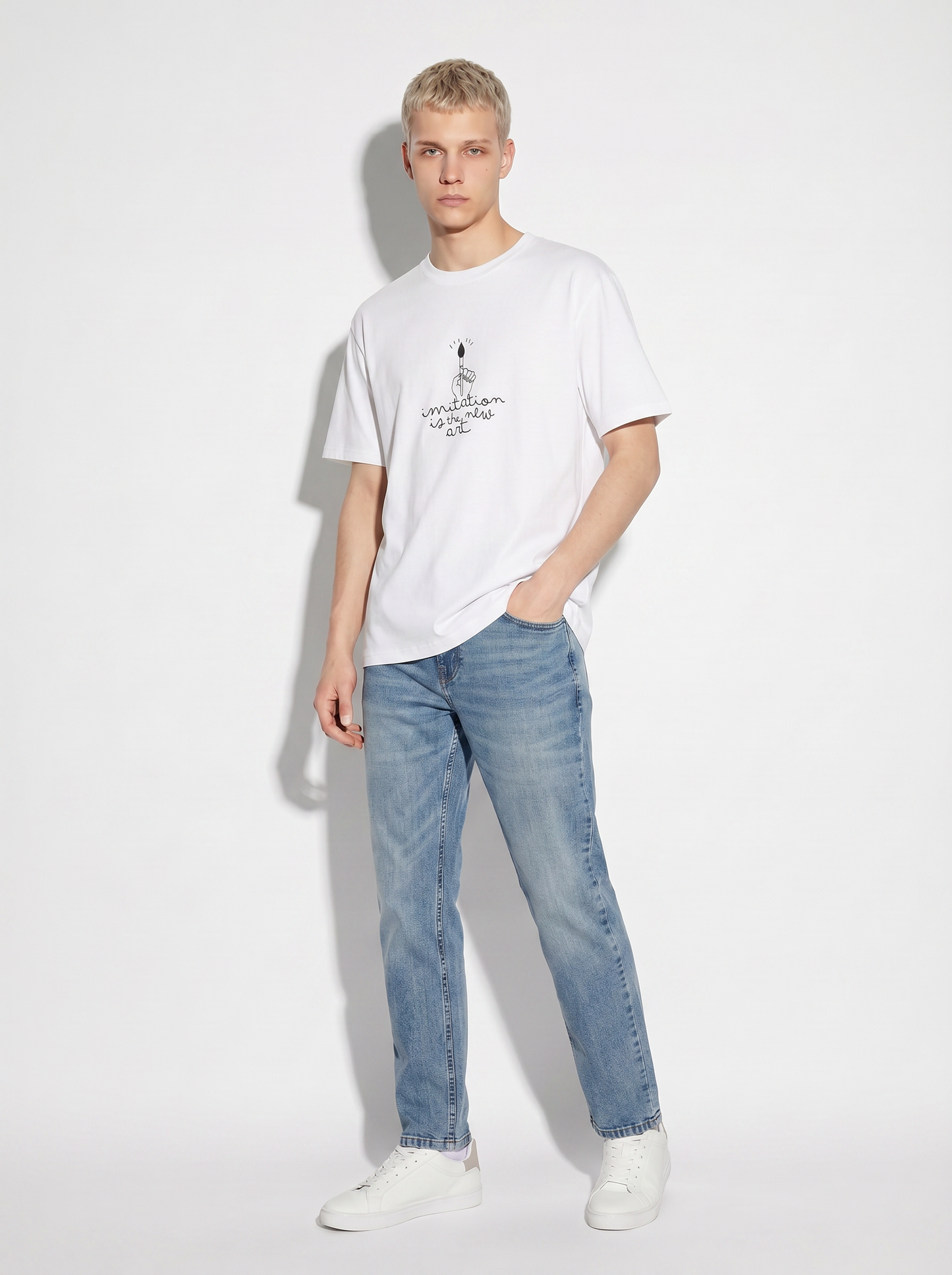 Cotton regular fit crew neck T-shirt - White