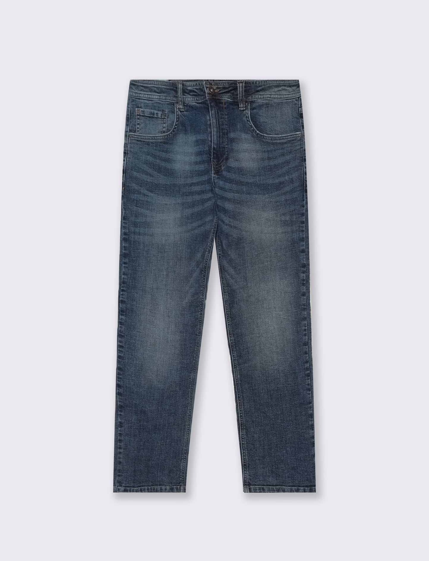Jeans slim fit blu medio effetto slavato - Denim