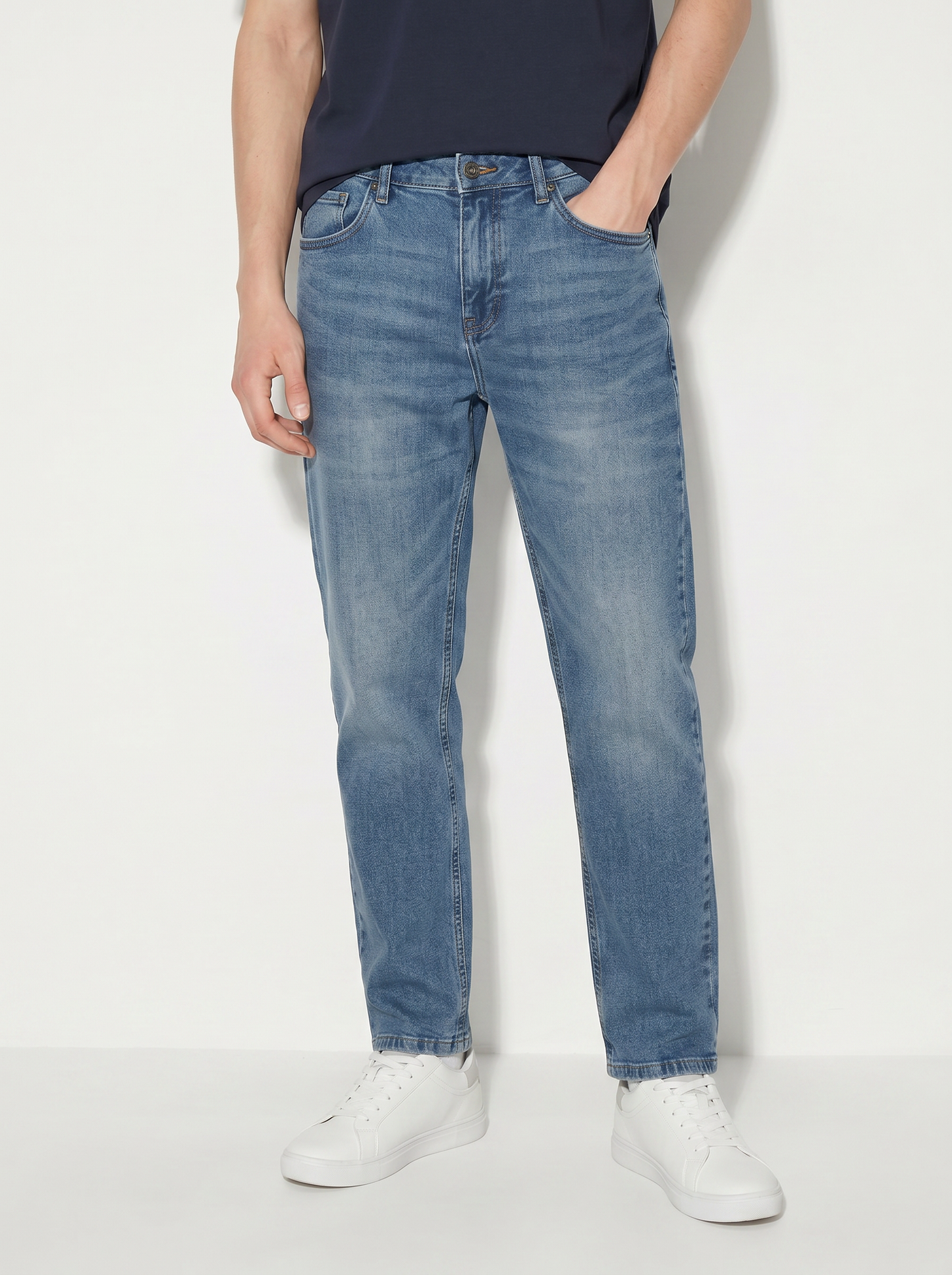 Jeans slim fit blu chiaro effetto slavato - Denim chiaro