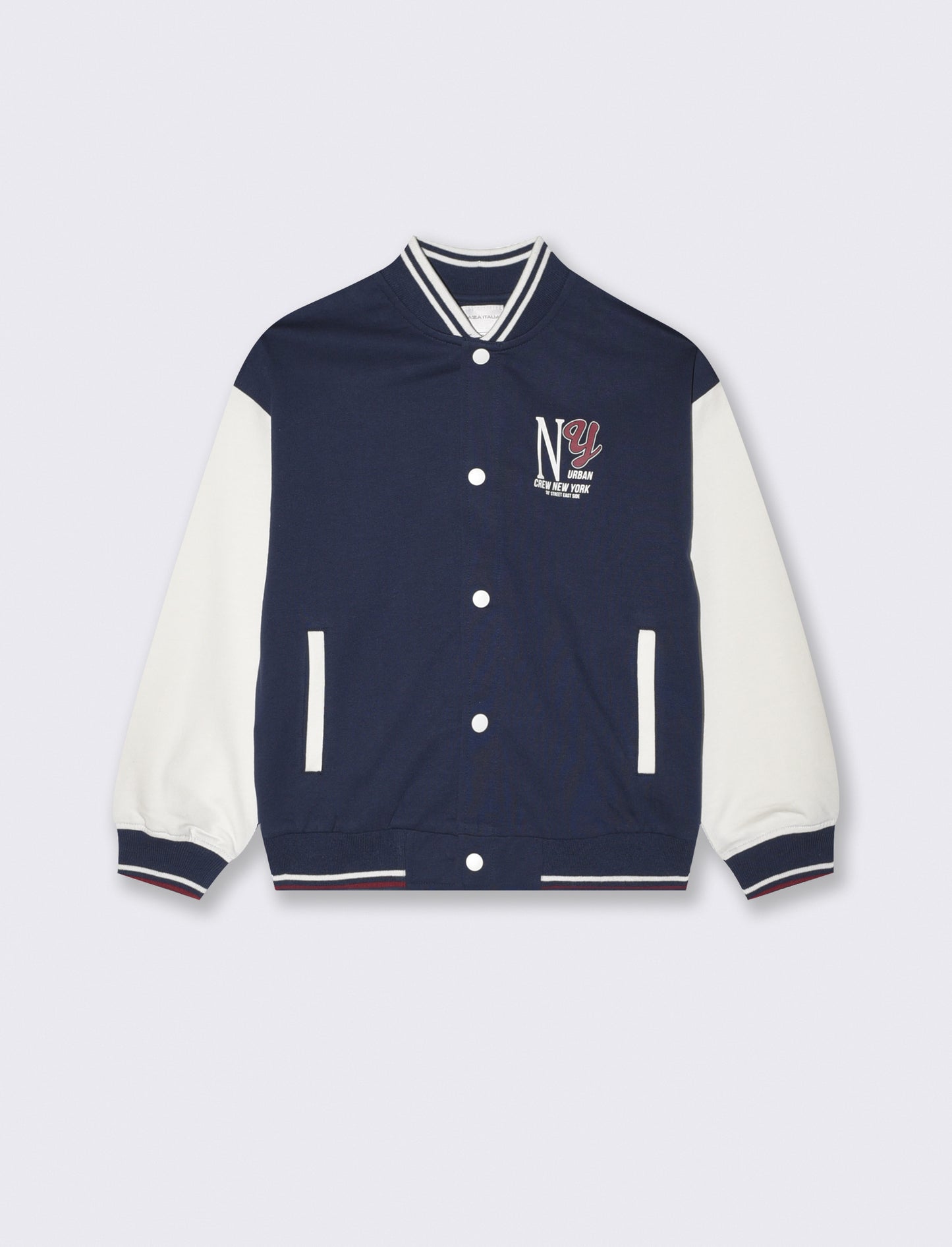 Felpa college in cotone con maniche a contrasto - Blu