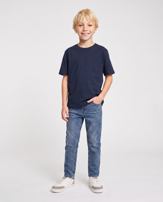 Versatile crew neck T-shirt with pocket - Blue