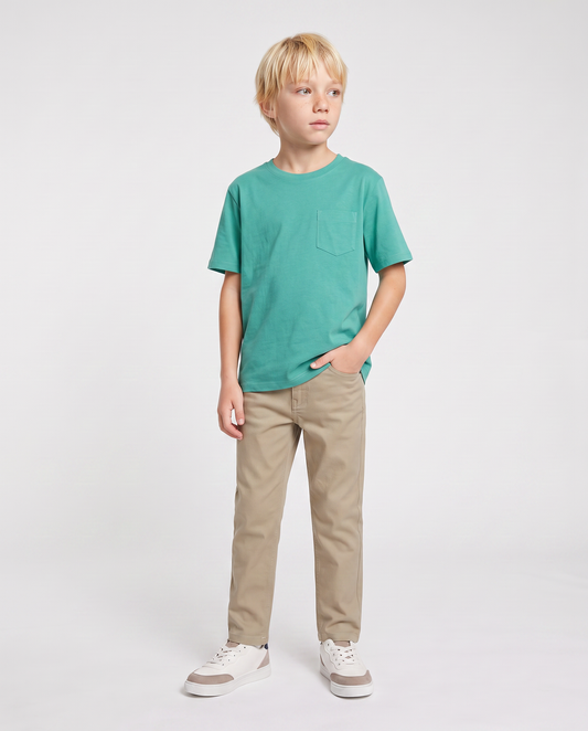 Versatile crew neck T-shirt with pocket - Green