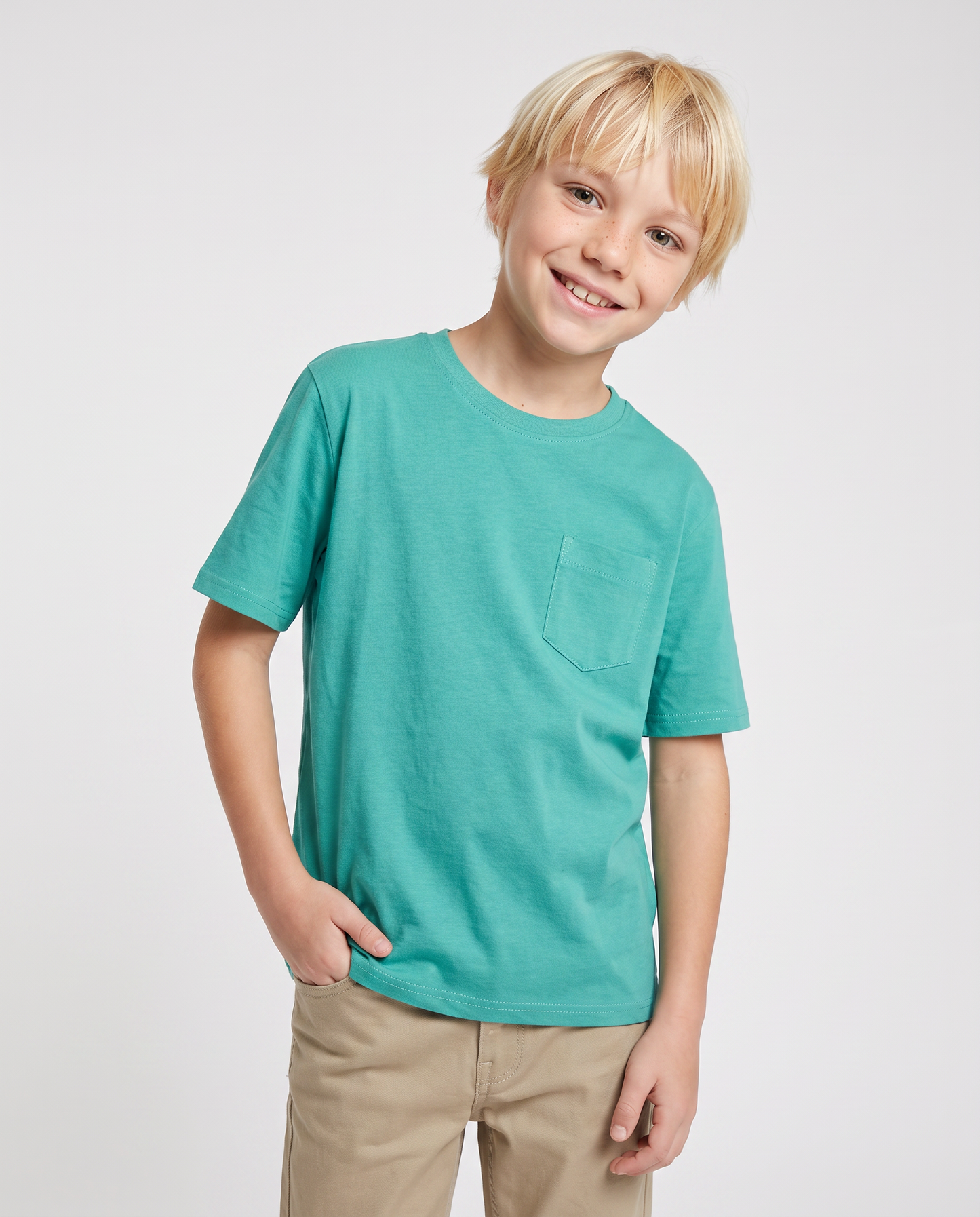 T-shirt girocollo con taschino versatile - Verde