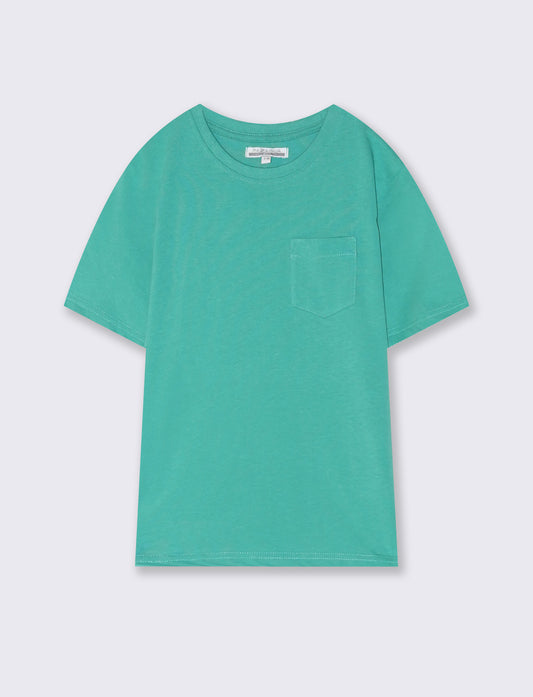 T-shirt girocollo con taschino versatile - Verde