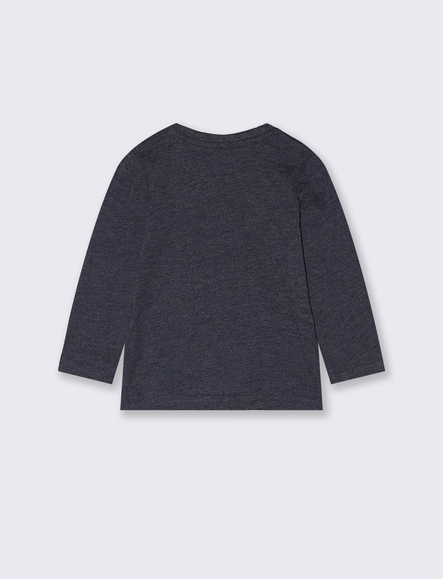 T-shirt melange manica lunga con stampa - Blu
