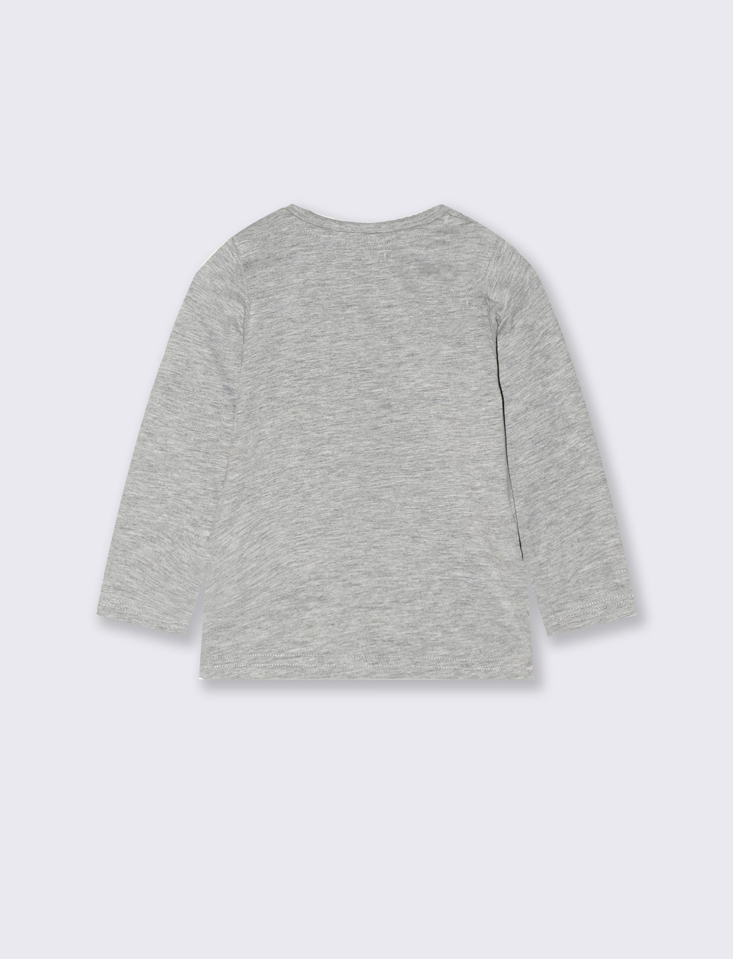 T-shirt melange manica lunga con stampa - Grigio mel.
