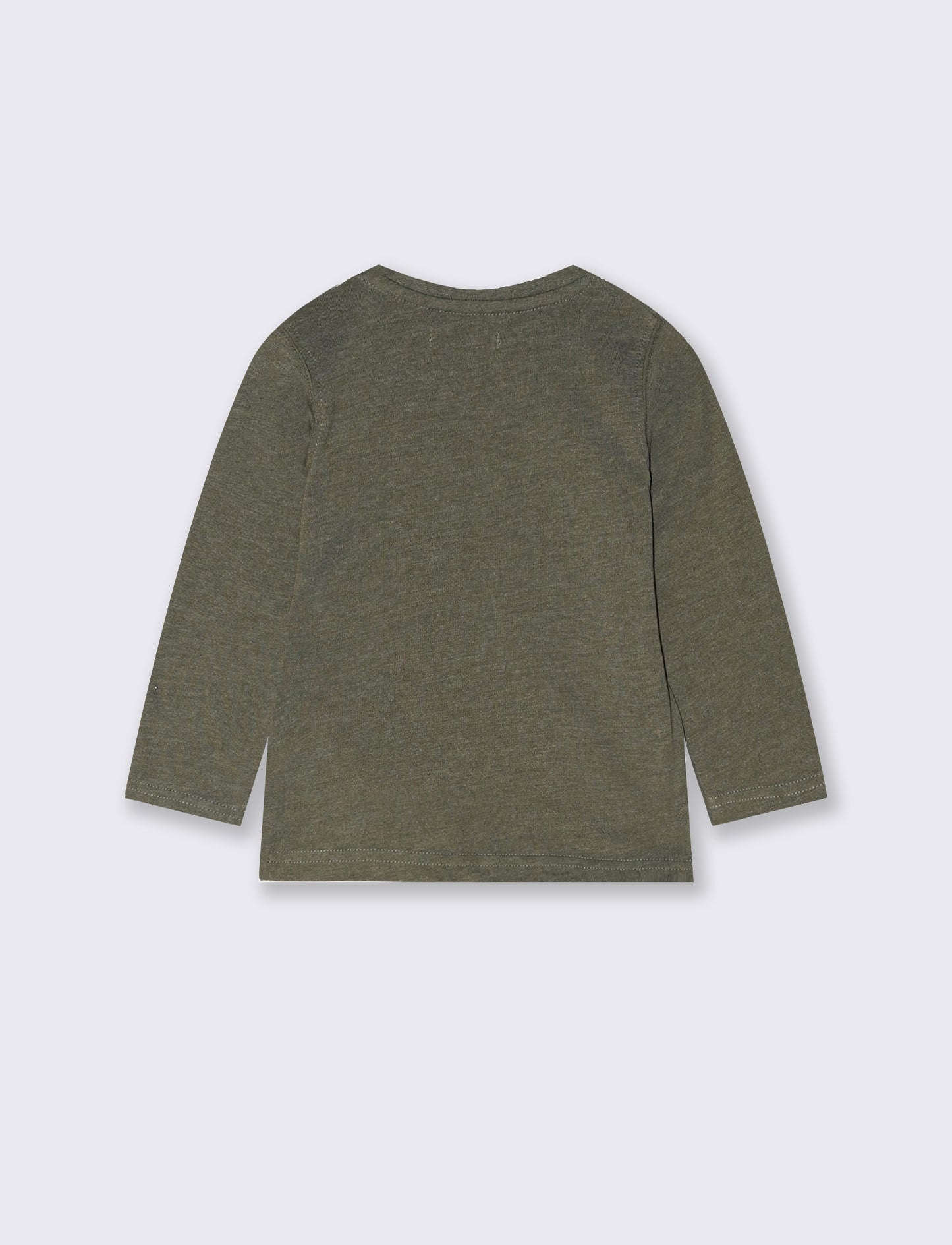 T-shirt melange manica lunga con stampa - Verde militare