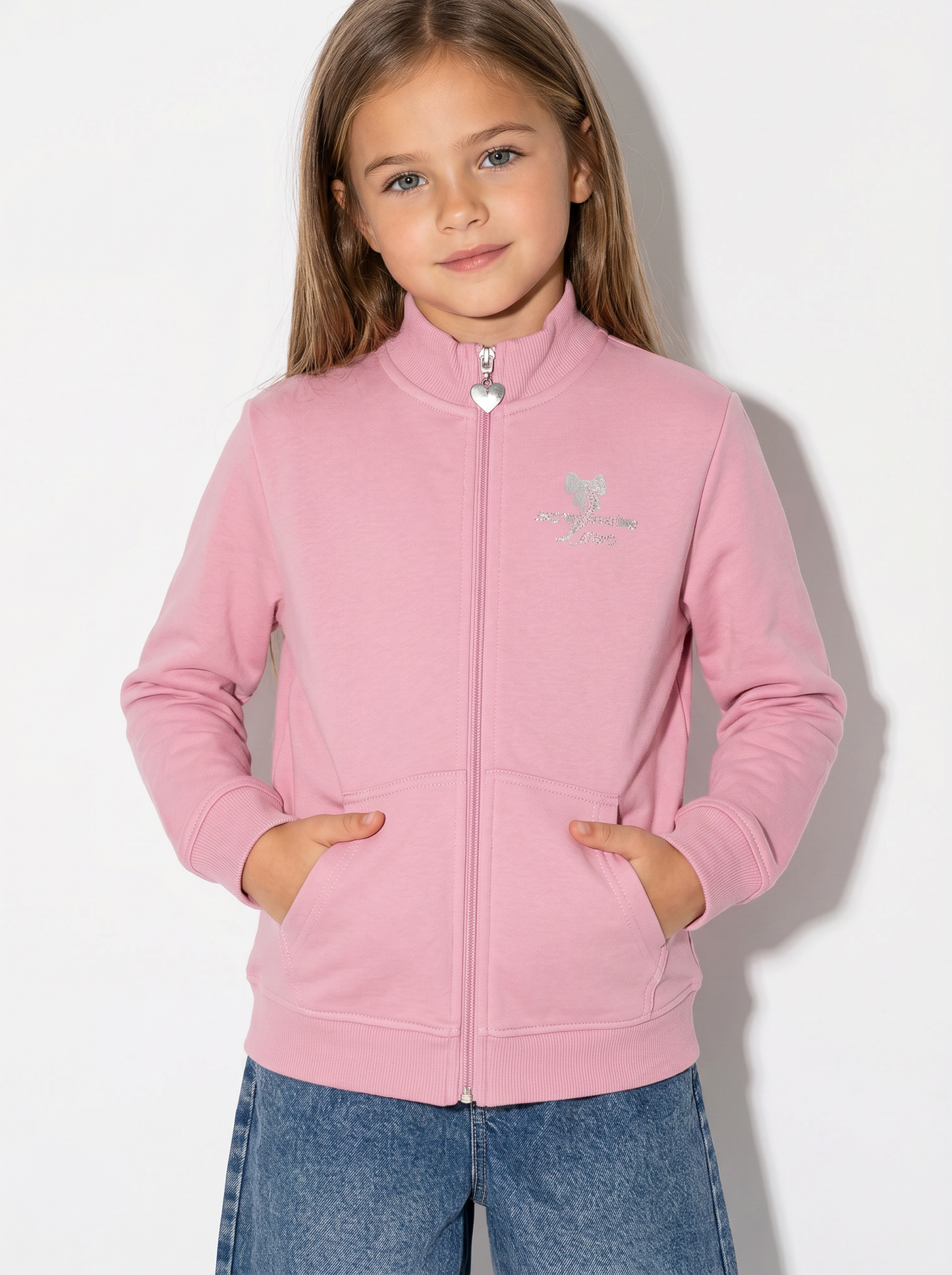 Zip-up hoodie with vibrant pocket - Pink