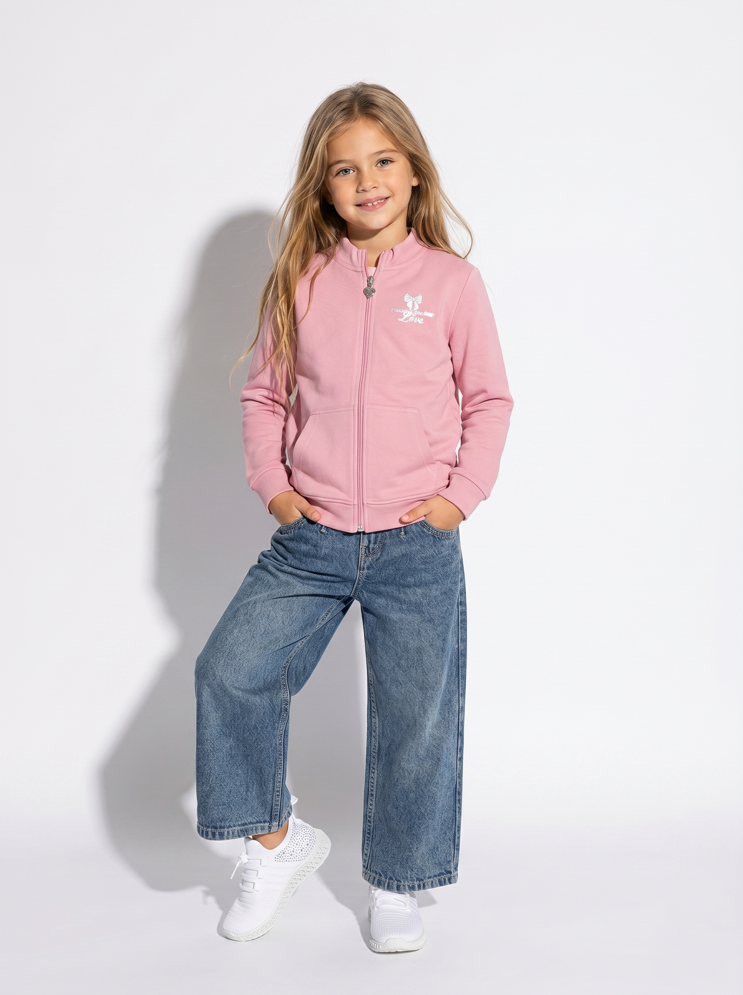 Zip-up hoodie with vibrant pocket - Pink