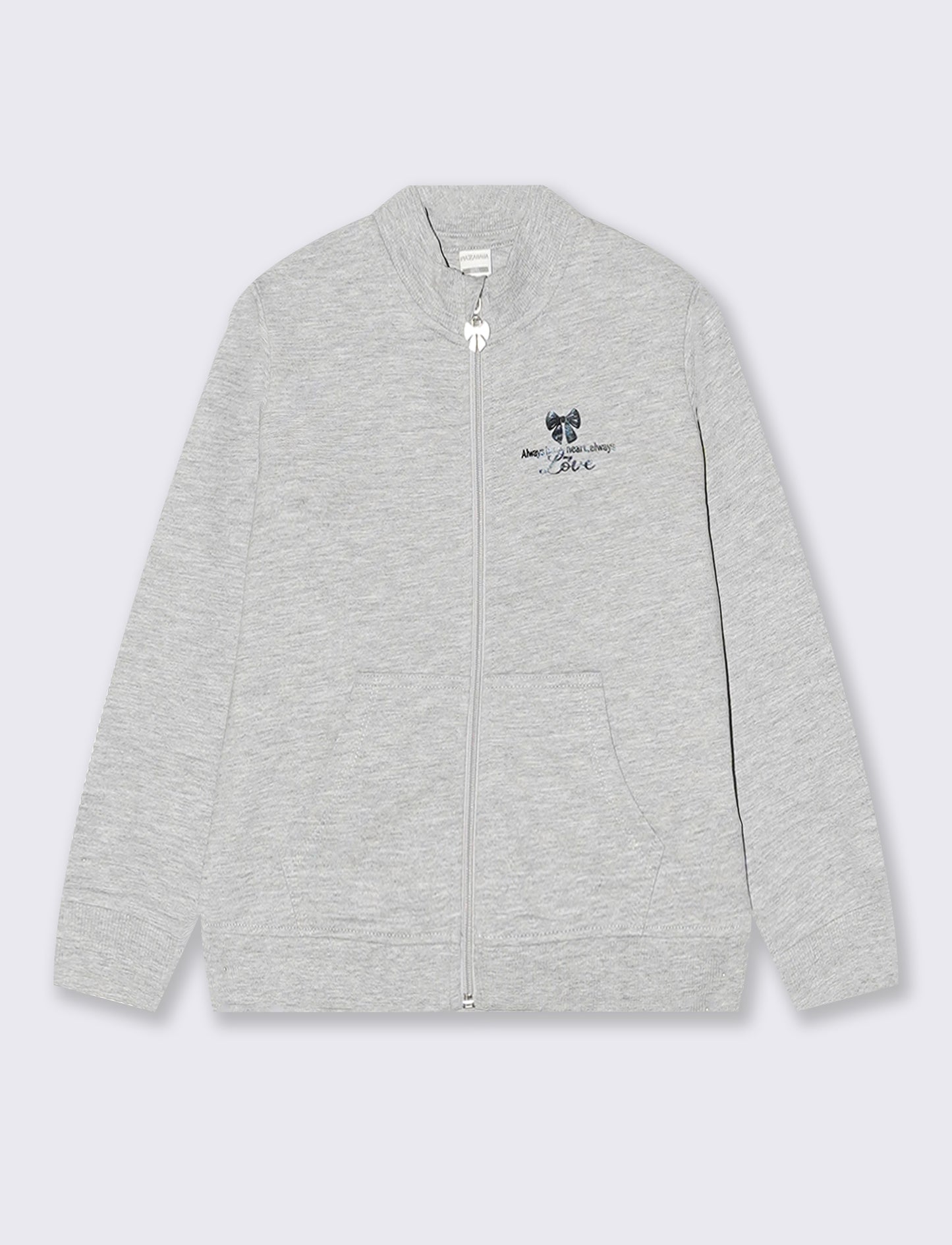 Felpa con zip e tascone vivace - Grigio chiaro mel.