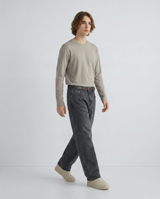 Jeans baggy fit blu scuro effetto slavato - DENIM SCURO
