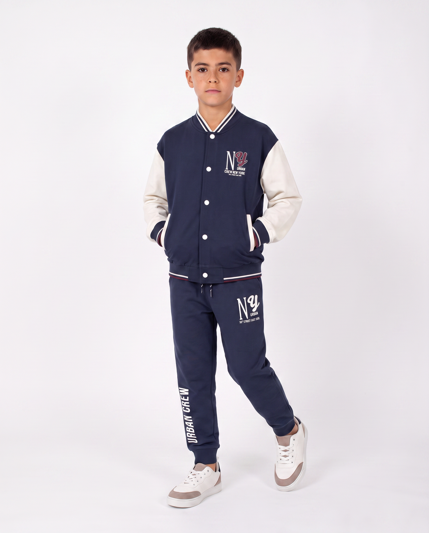 Bicolored Cotton Joggers for Leisure - Blue