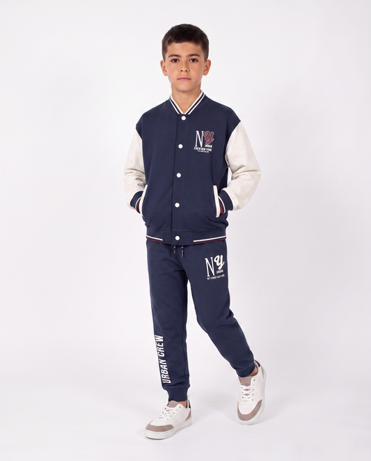 Bicolored Cotton Joggers for Leisure - Blue