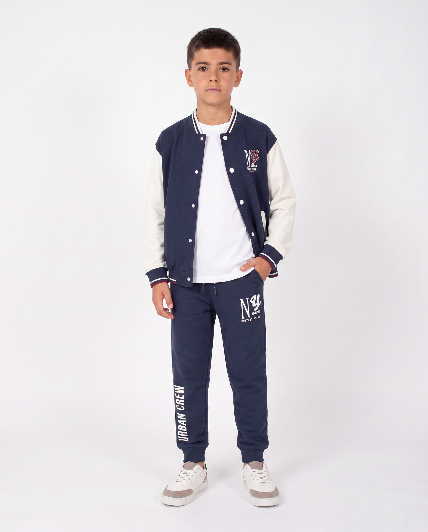 Bicolored Cotton Joggers for Leisure - Blue
