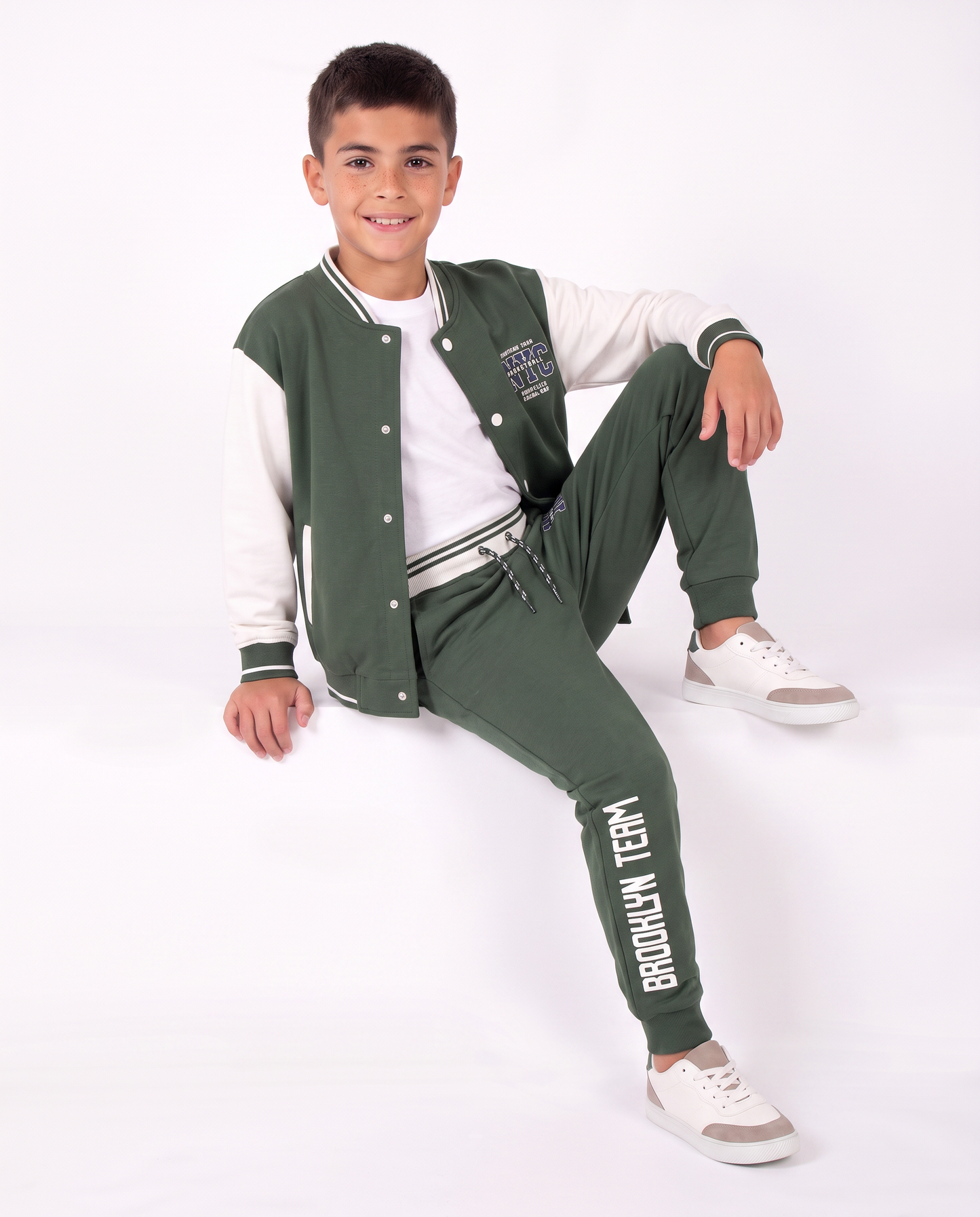 Jogger Bicolore in Cotone per Tempo Libero - Verde abete
