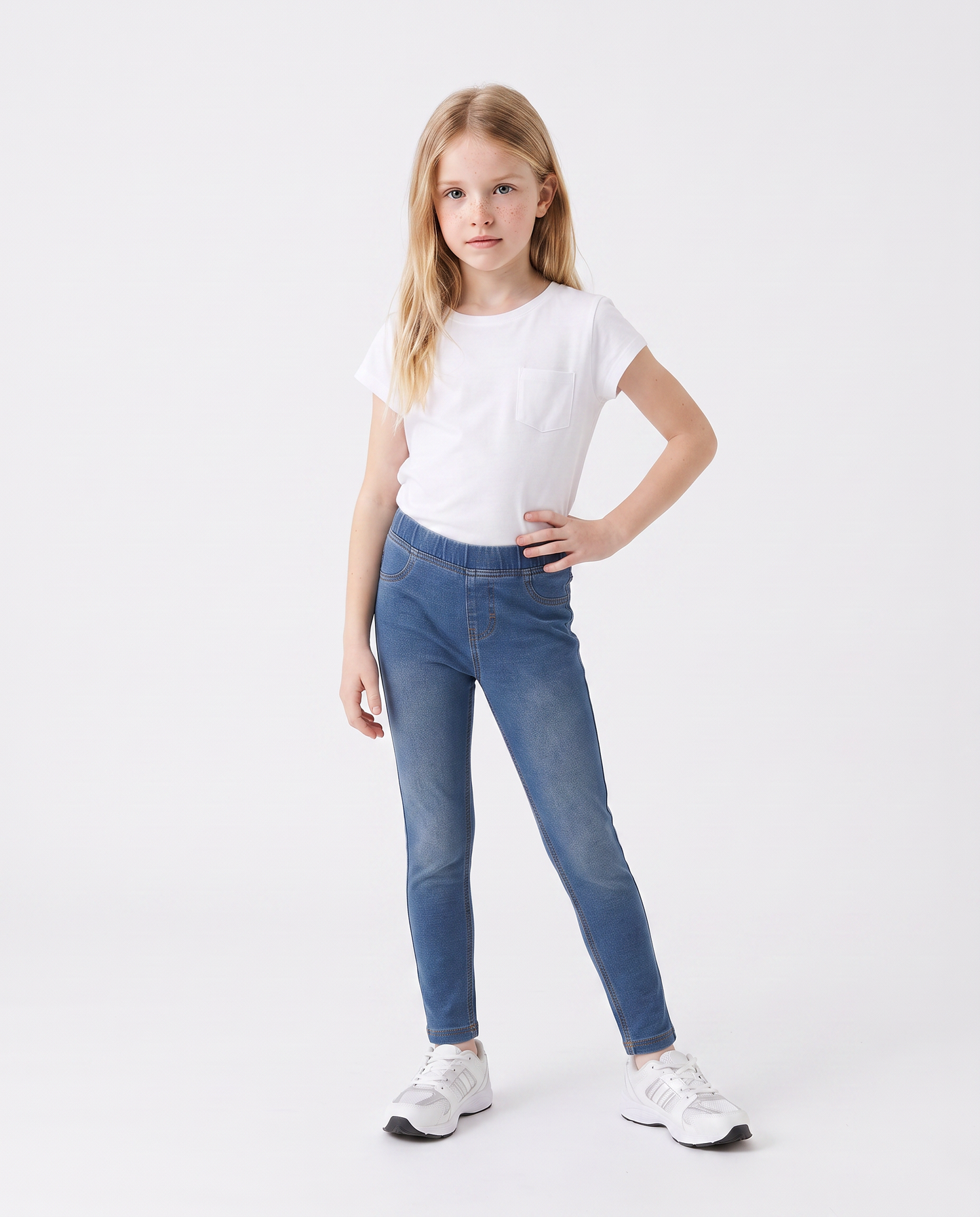 Jeggings in cotone elastico effetto denim - Denim