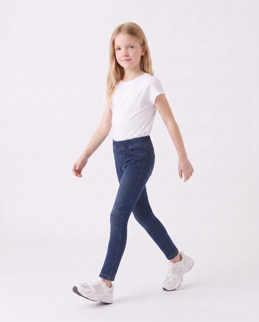 Jeggings in cotone elastico effetto denim - DENIM SCURO