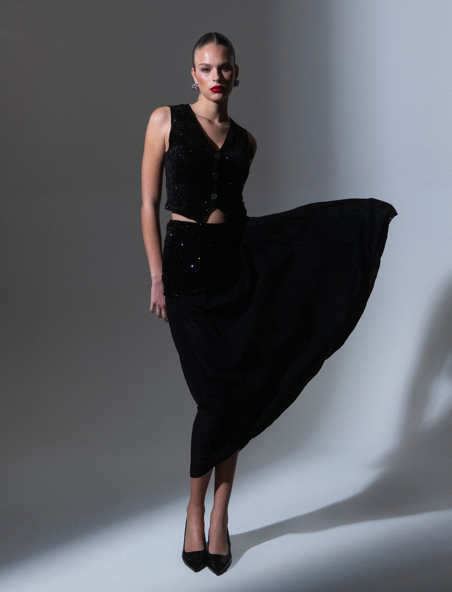 Gilet in paillettes - Nero