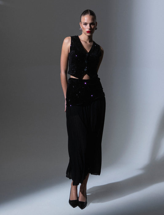 Gilet in paillettes - Nero