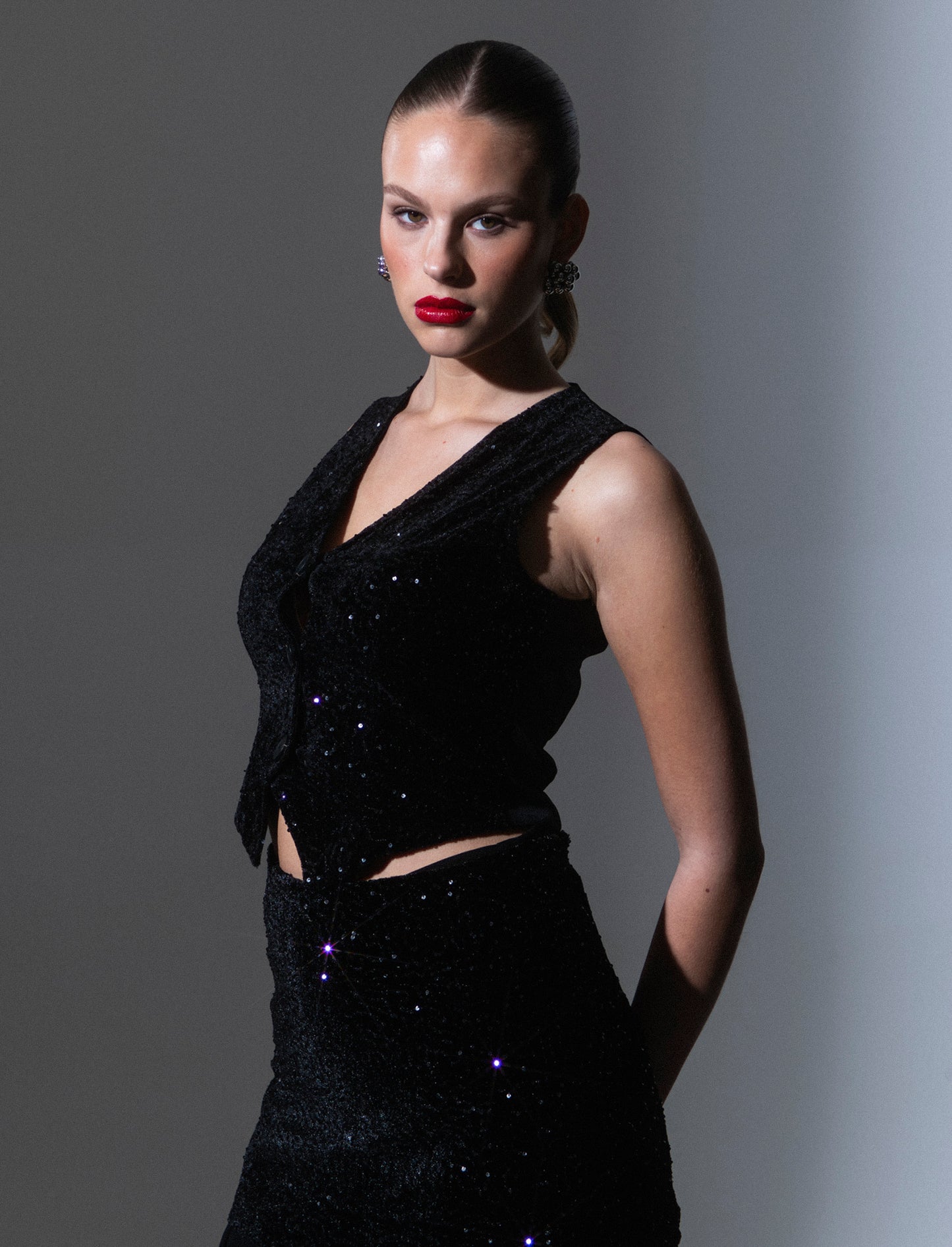 Gilet in paillettes - Nero