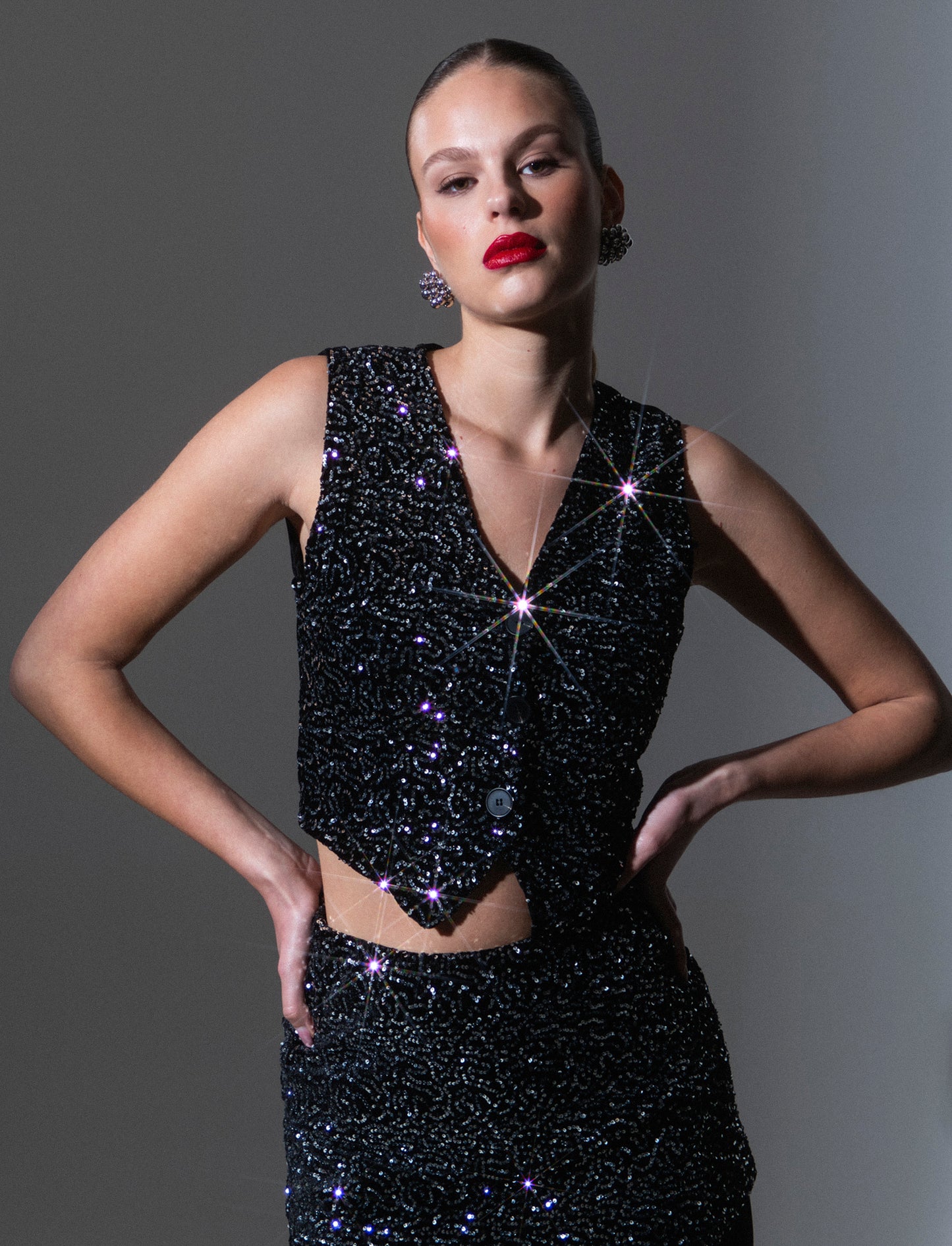 Gilet in paillettes - Argento