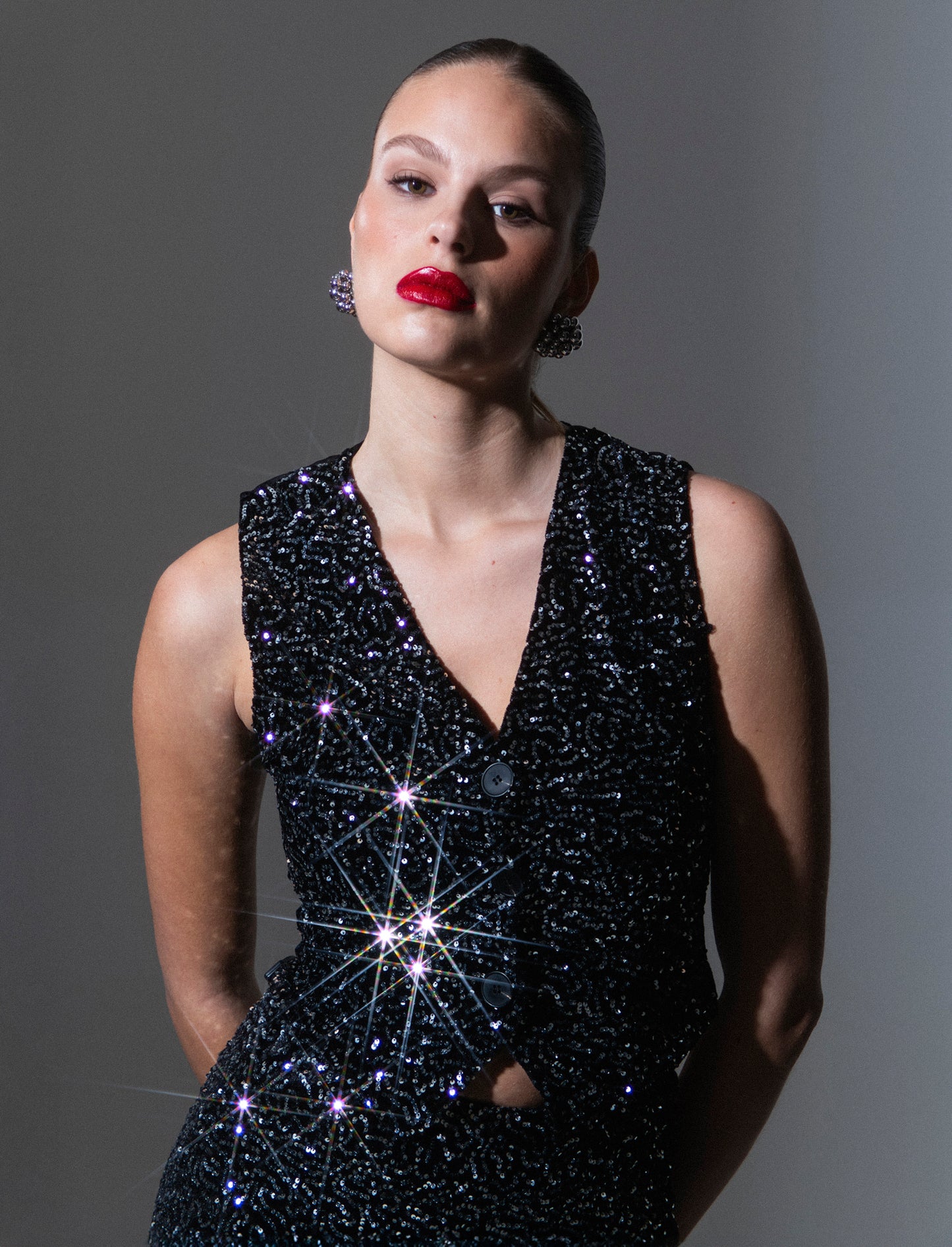 Gilet in paillettes - Argento