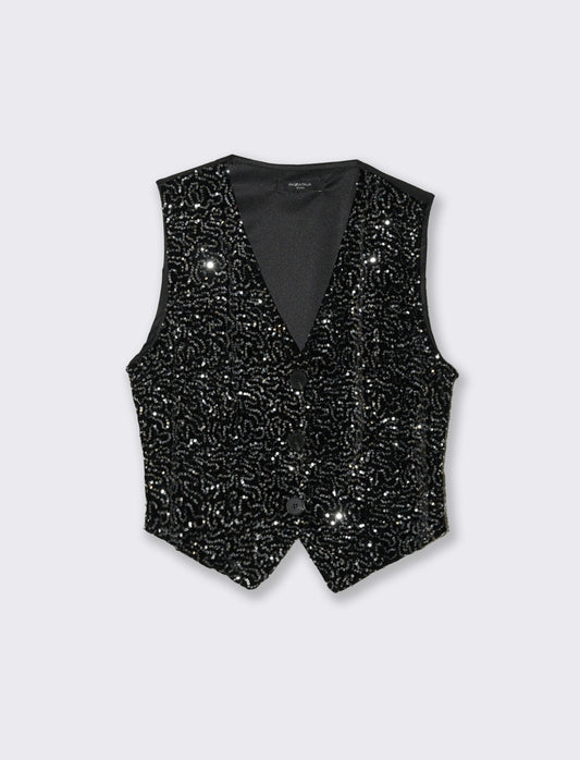Gilet in paillettes - Argento