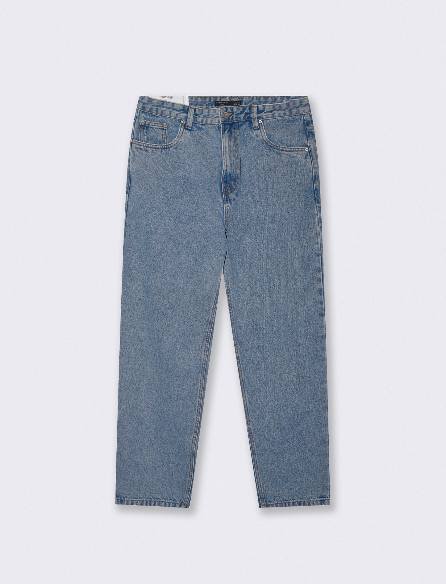 Jeans Baggy Fit Blu Medio Effetto Slavato - Denim