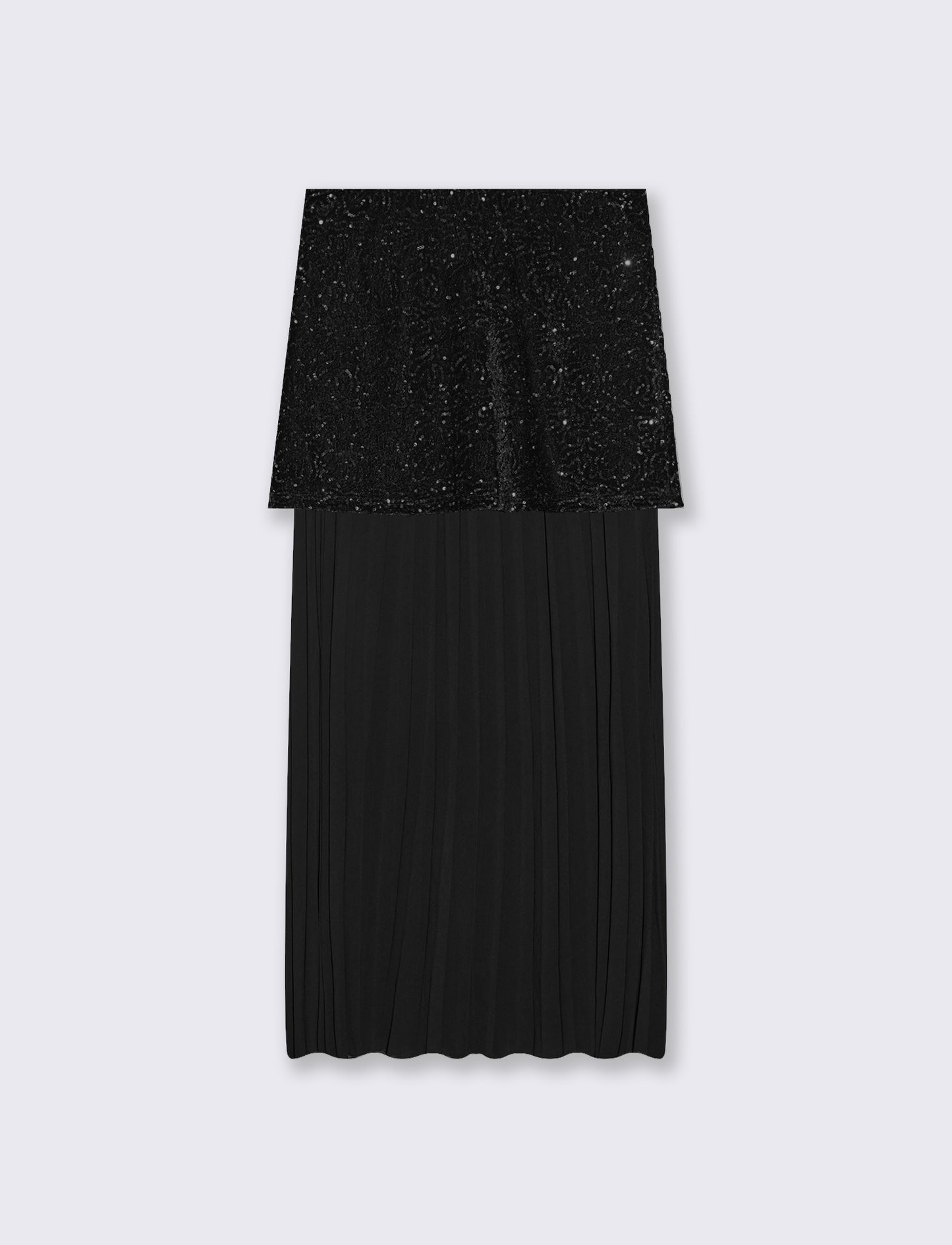 Gonna midi in paillettes e georgette - Nero