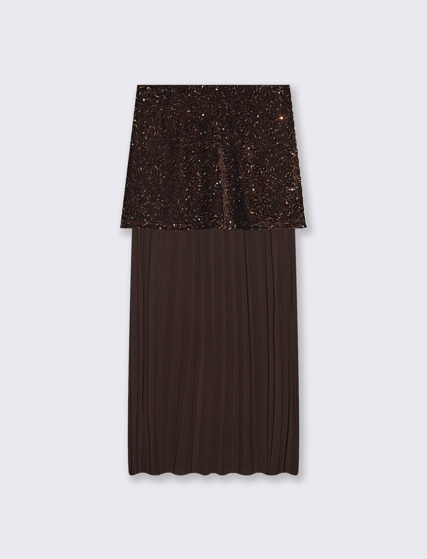 Gonna midi in paillettes e georgette - Moro
