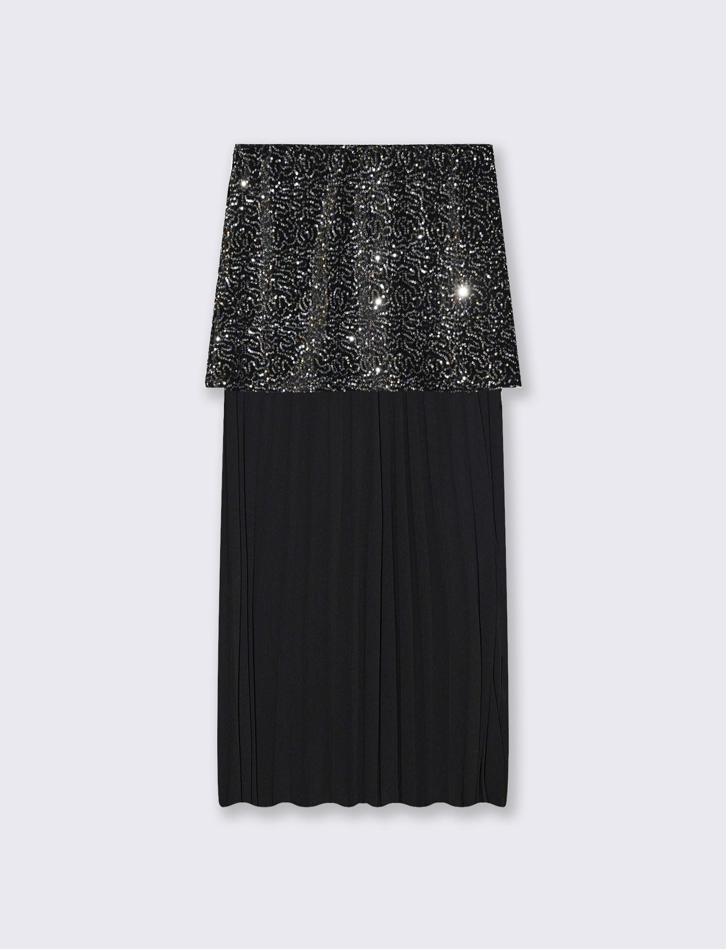 Gonna midi in paillettes e georgette - Argento
