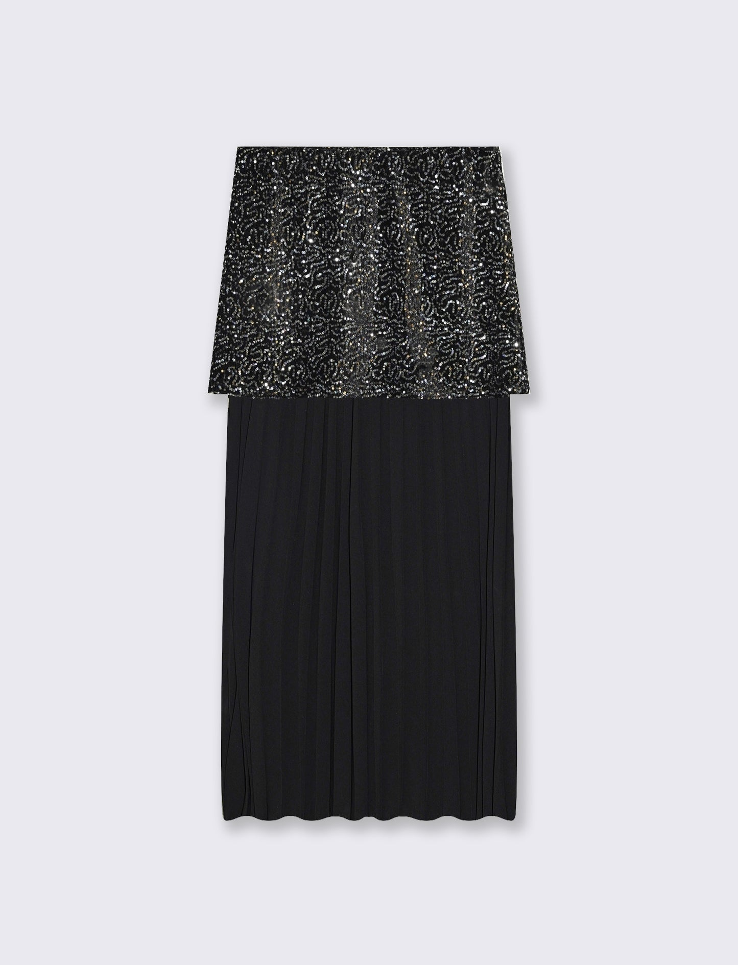 Gonna midi in paillettes e georgette - Argento