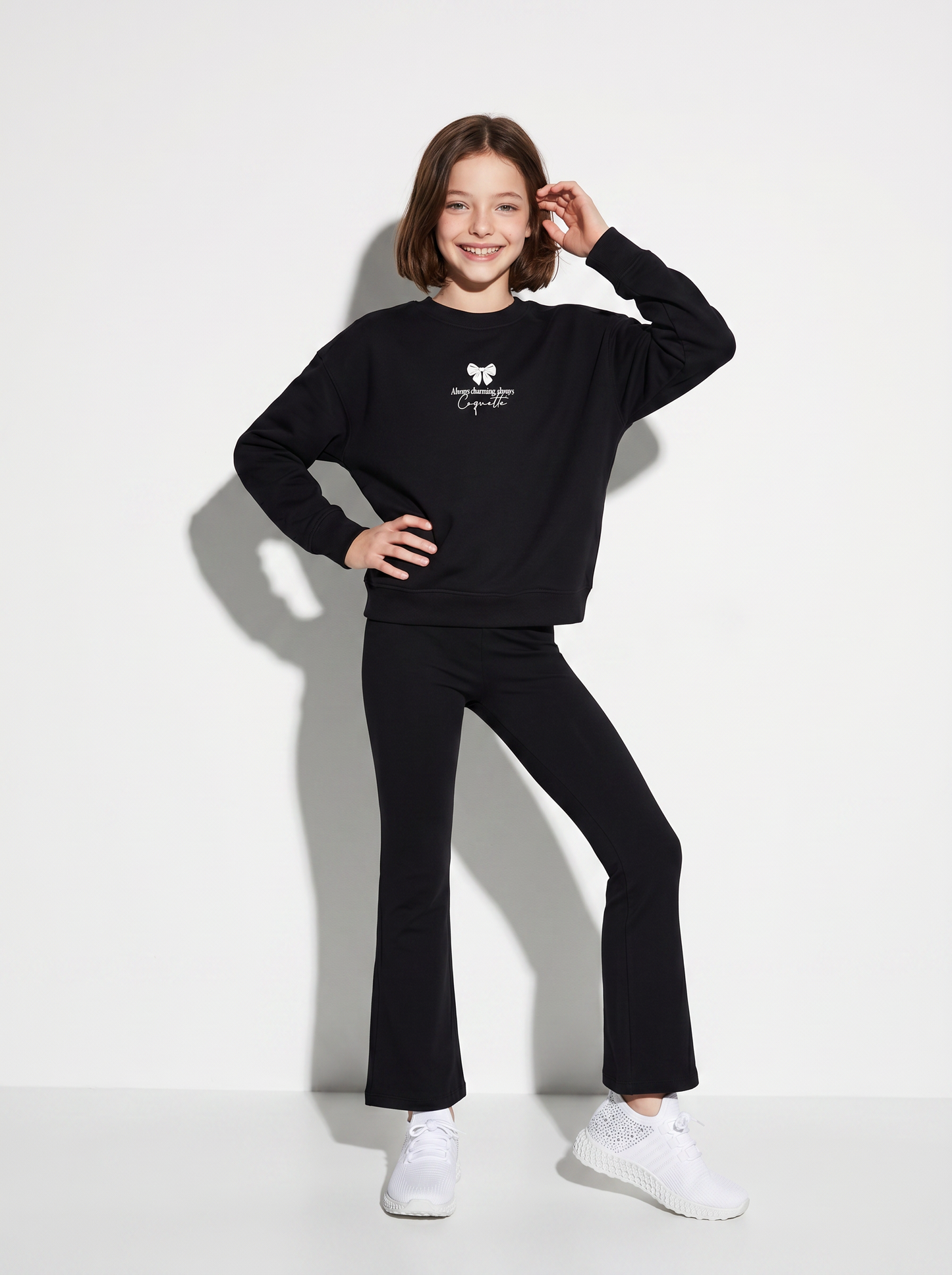 Leggings a zampa in jersey morbido - Nero