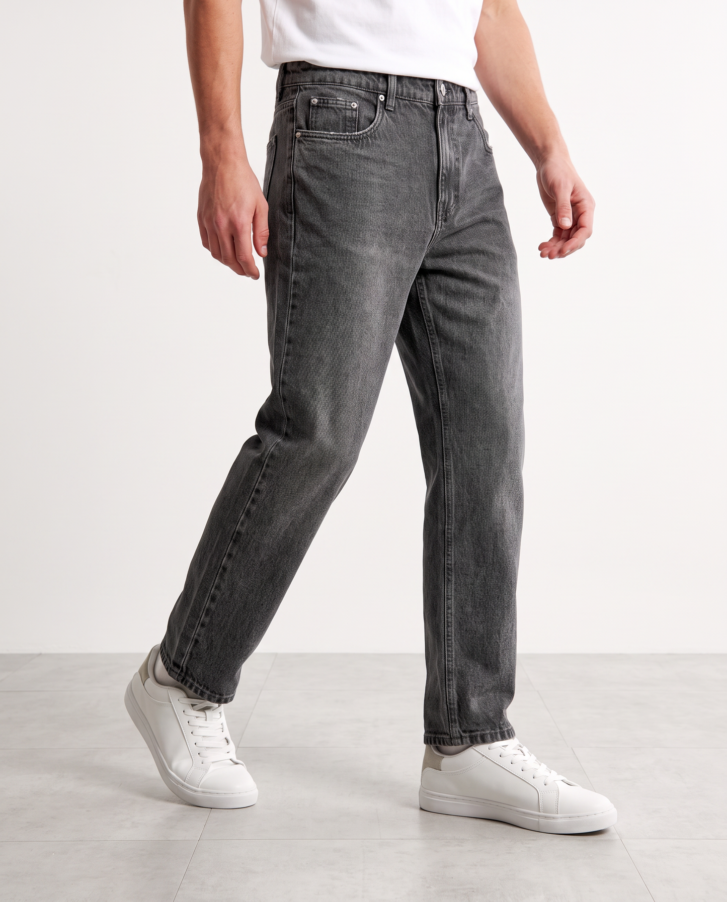Jeans baggy fit grigio medio slavato - Grigio