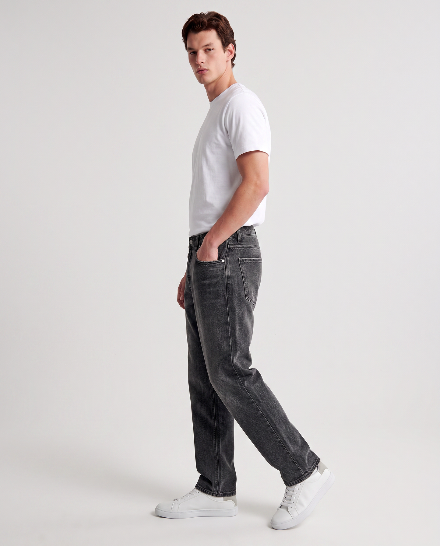 Jeans baggy fit grigio medio slavato - Grigio
