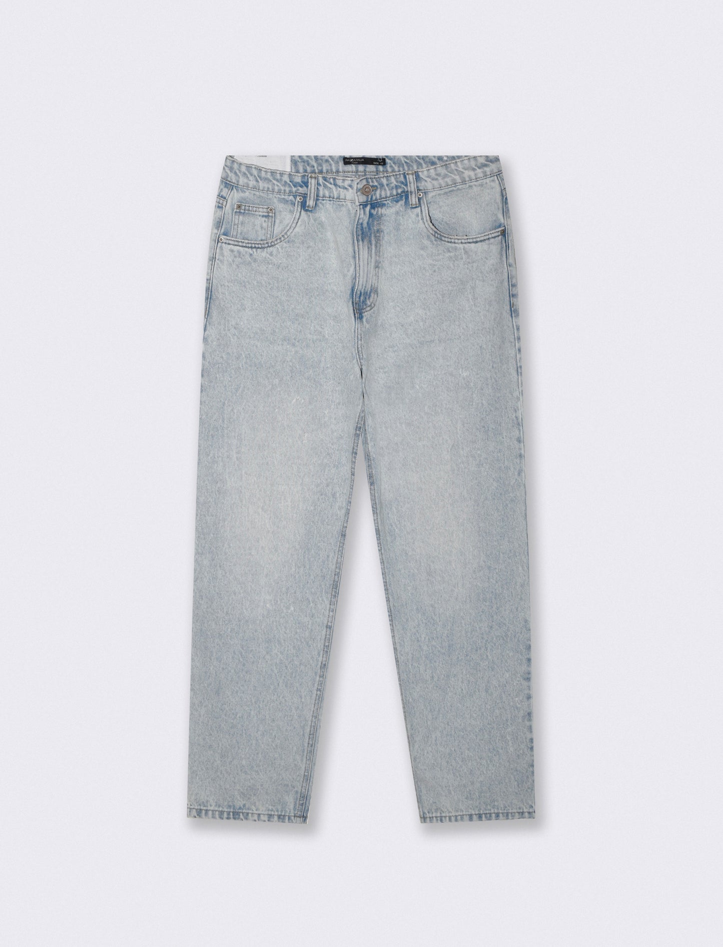 Jeans Baggy Fit Blu Chiaro Effetto Slavato - Denim