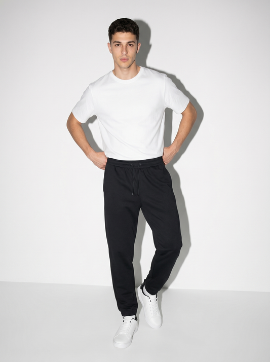 Pantaloni Jogger Basic in Felpa con Elastico - Avion