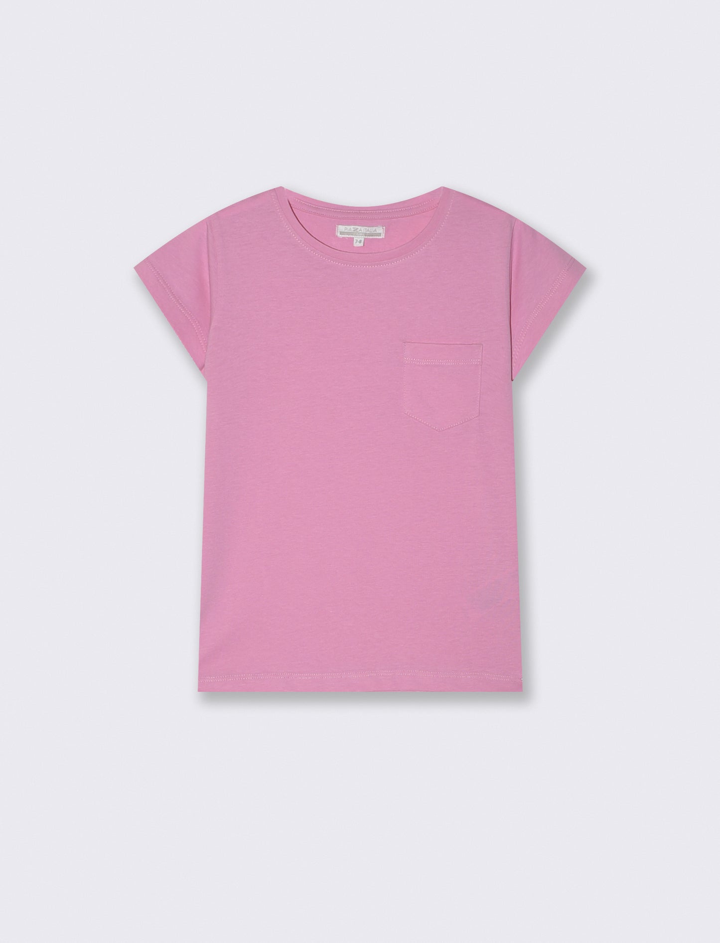 T-shirt manica corta bambina con taschino - Rosa
