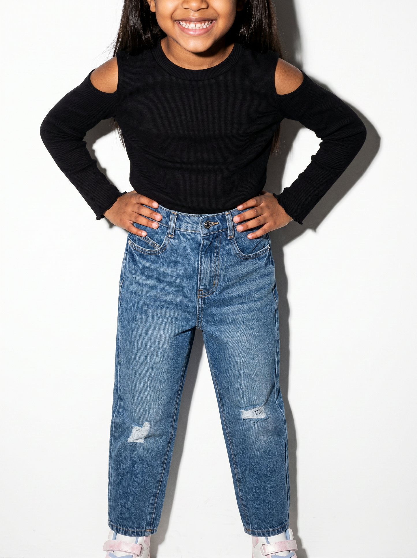 Jeans mom fit 5 tasche in denim cotone - Denim