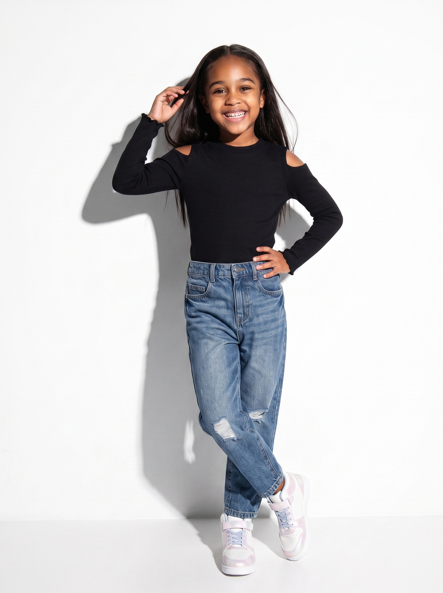 Jeans mom fit 5 tasche in denim cotone - Denim
