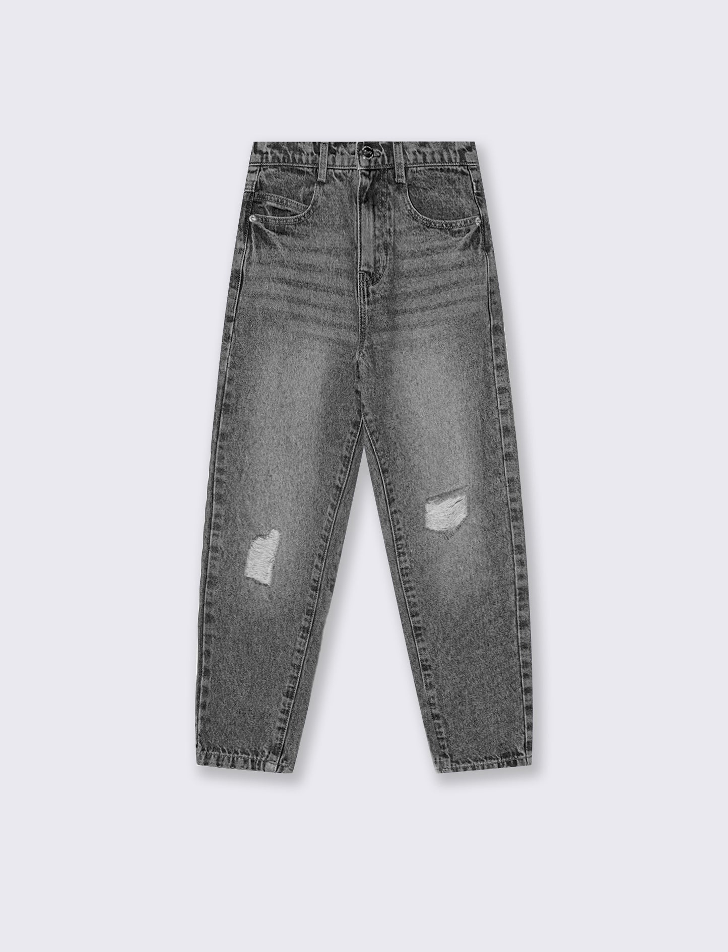 Jeans mom fit 5 tasche in denim cotone - Grigio
